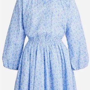 NWT J Crew Liberty Fabric Blue Floral Ruffle Mini Dress